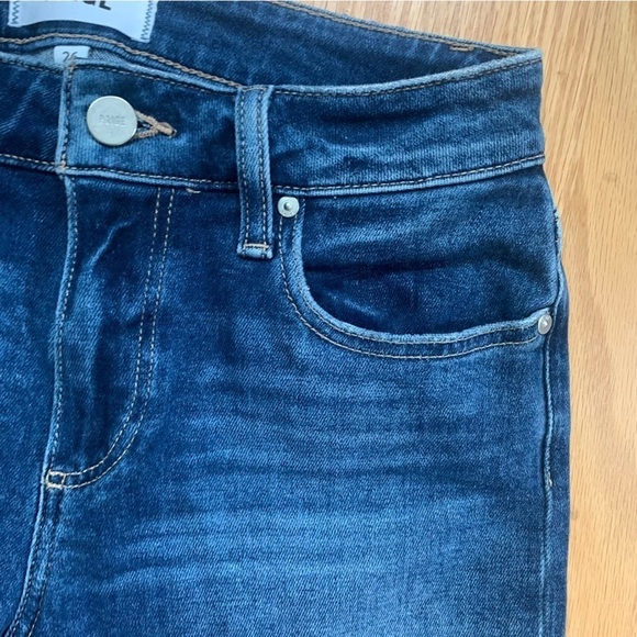 PAIGE Jax Knee Starla Deconstructed Denim Cut Off Shorts Raw Hem 26 - Picture 4 of 13